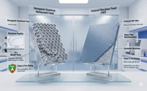 Technical cross-section of Aluminum Honeycomb Sandwich Panel structure
